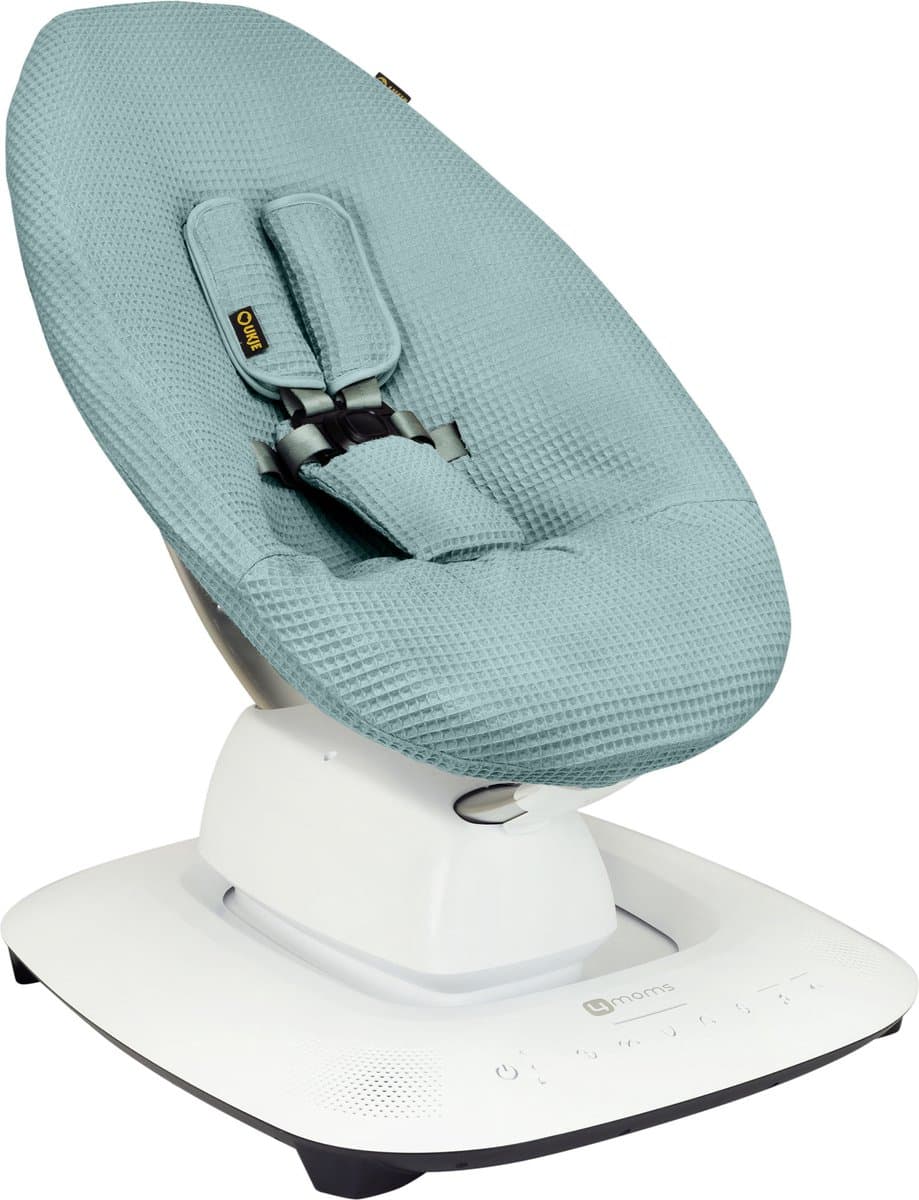 Ukje Wipstoelhoes geschikt voor 4Moms Mamaroo 5 Rockaroo Wipstoel - Hoes met Waterdichte Voering ter Bescherming van je Stoel - Perfecte Pasvorm - Met Gordelbeschermers - Makkelijk Wasbaar - Zacht Katoen - Jade Wafelstof