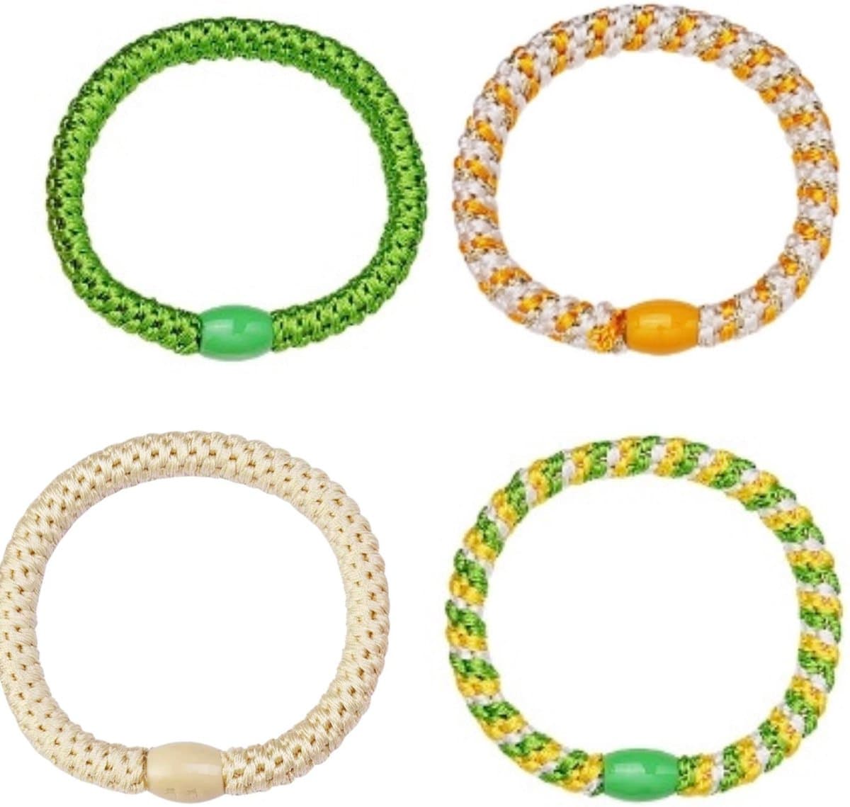 Hidzo Haarelastiek - Elastiek & Armband - Set Lime Groen/ Geel/ Creme