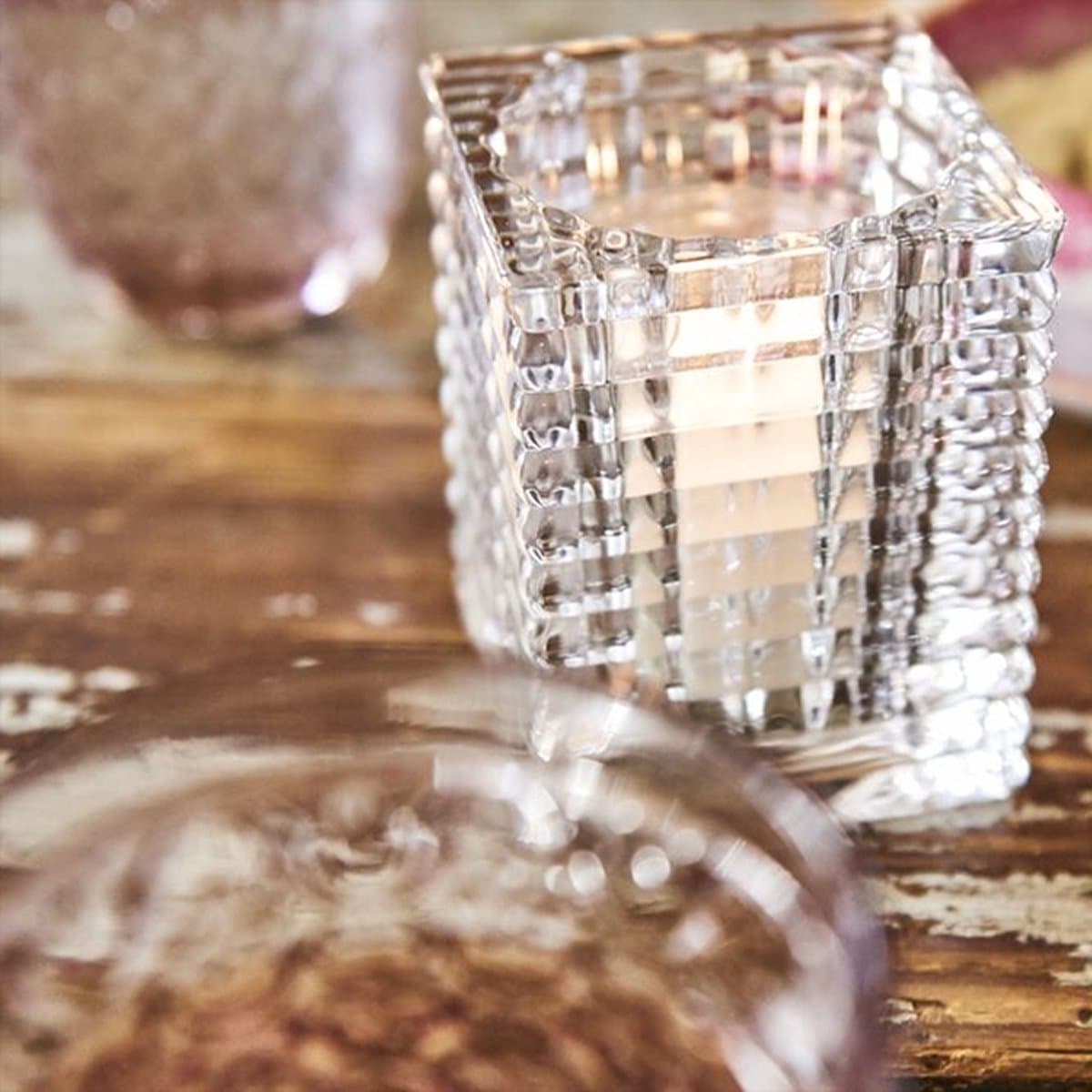 Bolsius - Theelichthouder - Glas - Ribbels