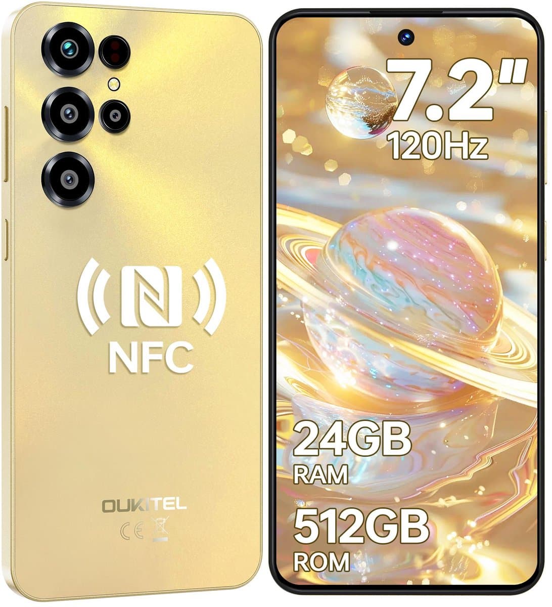 OUKITEL C68 Smartphone 4G-7.2 inch HD-120HZ-24GB RAM-512GB ROM-64MP camera-Android 15-NFC