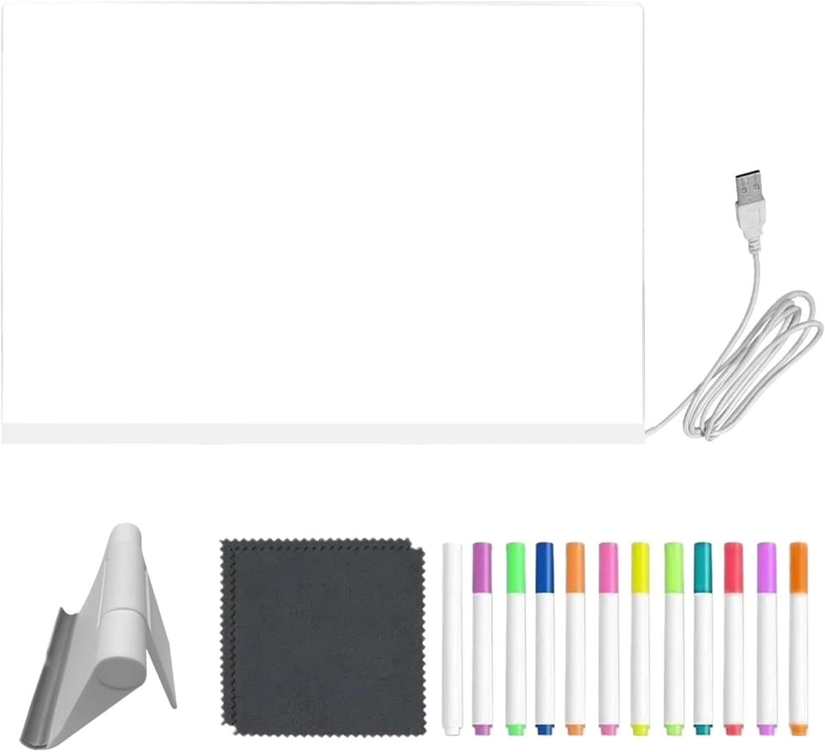 LED Tekenbord - Schrijftablet Acryl - Creatief Tekenen - Transparant Lichtgevend - 20x20cm - Veelkleurig