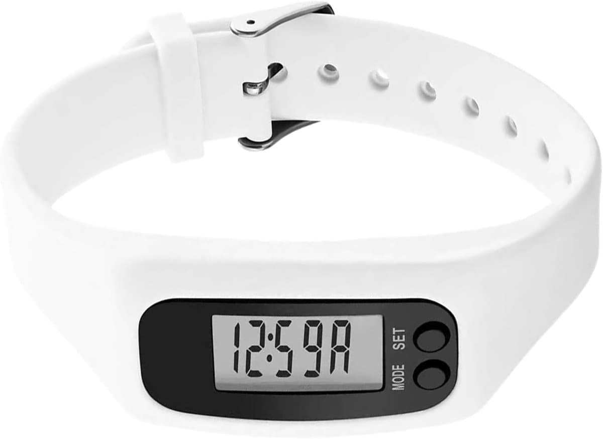 Stappenteller - Fitness tracker - Activiteit volgen - Groot display - 250 x 27 x 45 mm - Wit