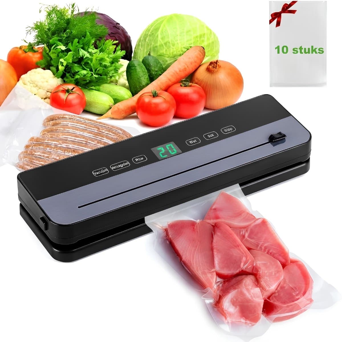 Lìon® Vacumeermachine - Vacuummachines - Vacuüm Sealer - Zwart - 20cm x 18cm x 10cm