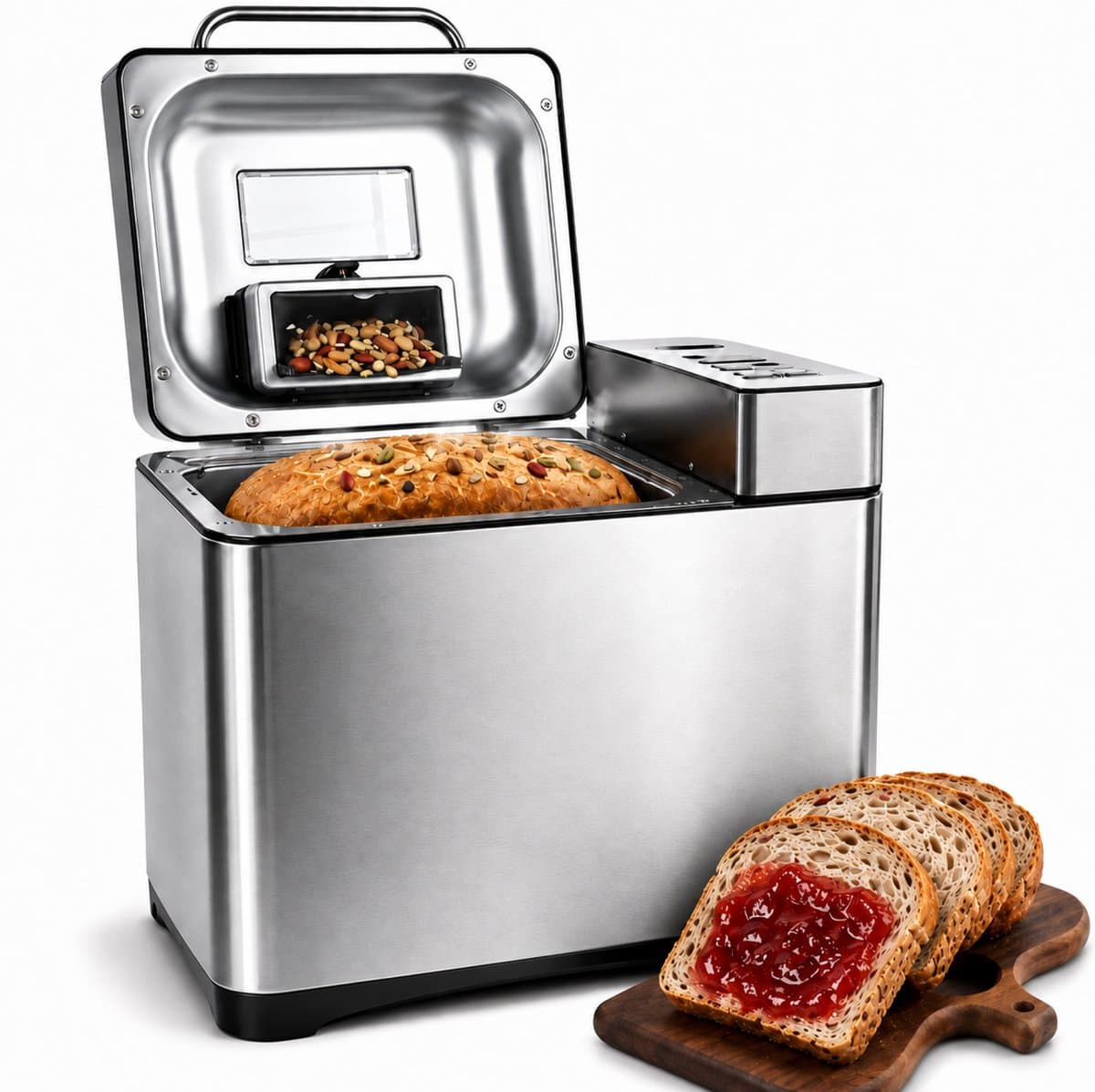 Bakemaster BroodbakMachine - Met Glutenvrij programma - 19 programma's - Tot 1000 gram - Broodmachine met Timer - 650W - RVS - Skoov