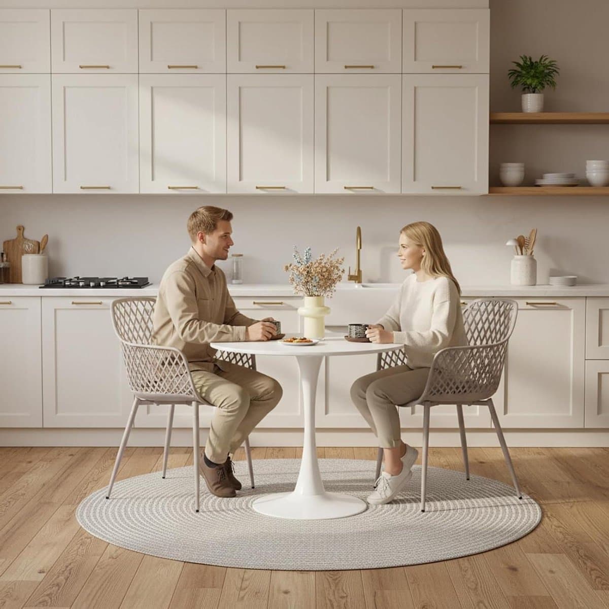 Tuinstoelen Set - Balkonstoelen Terrasstoelen - Buiten Zitten - Ergonomisch Ontwerp - 8 stuks - Khaki