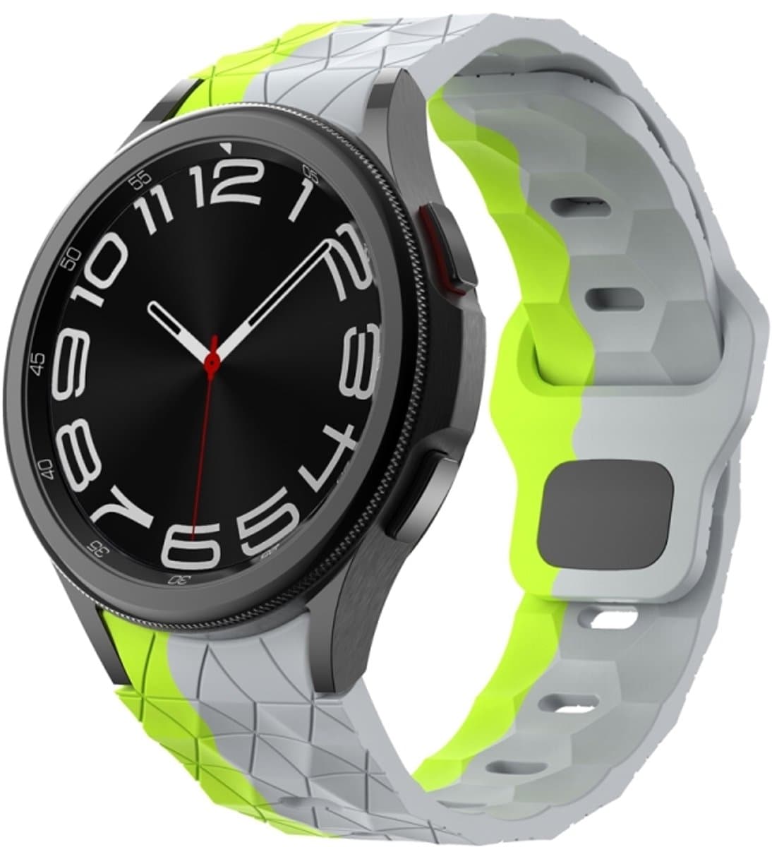 Voor Samsung Galaxy Watch 6/6 Klassiek voetbalpatroon omgekeerde gesp siliconen horlogeband (grijs groen)