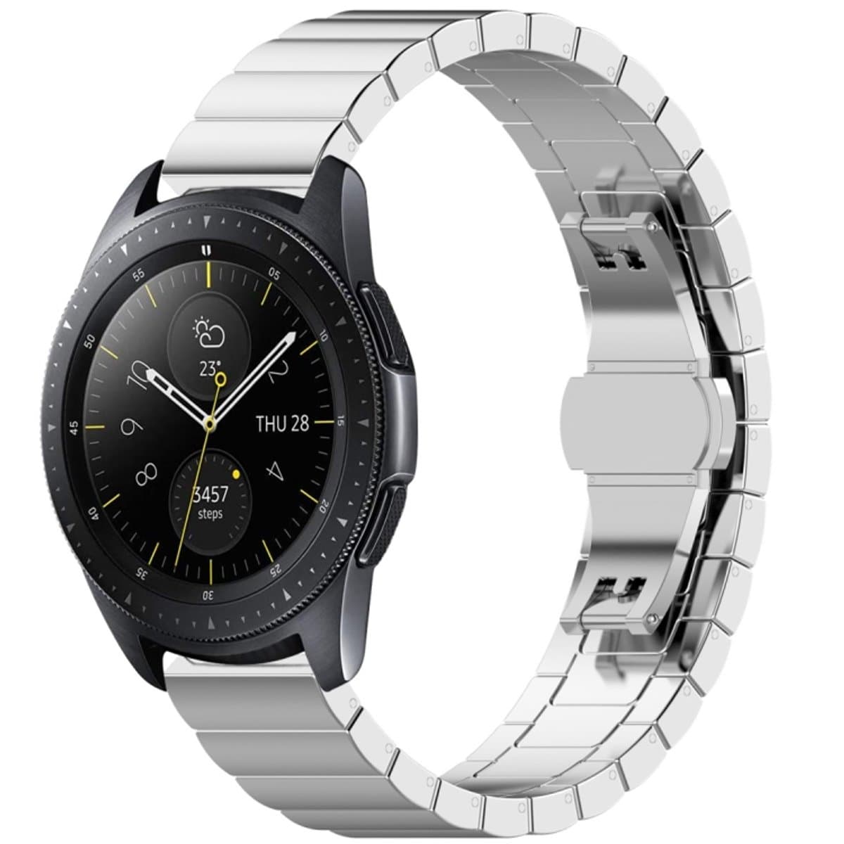 Voor Galaxy Watch 42mm roestvrij stalen gesp met vlindergesp (zilver)