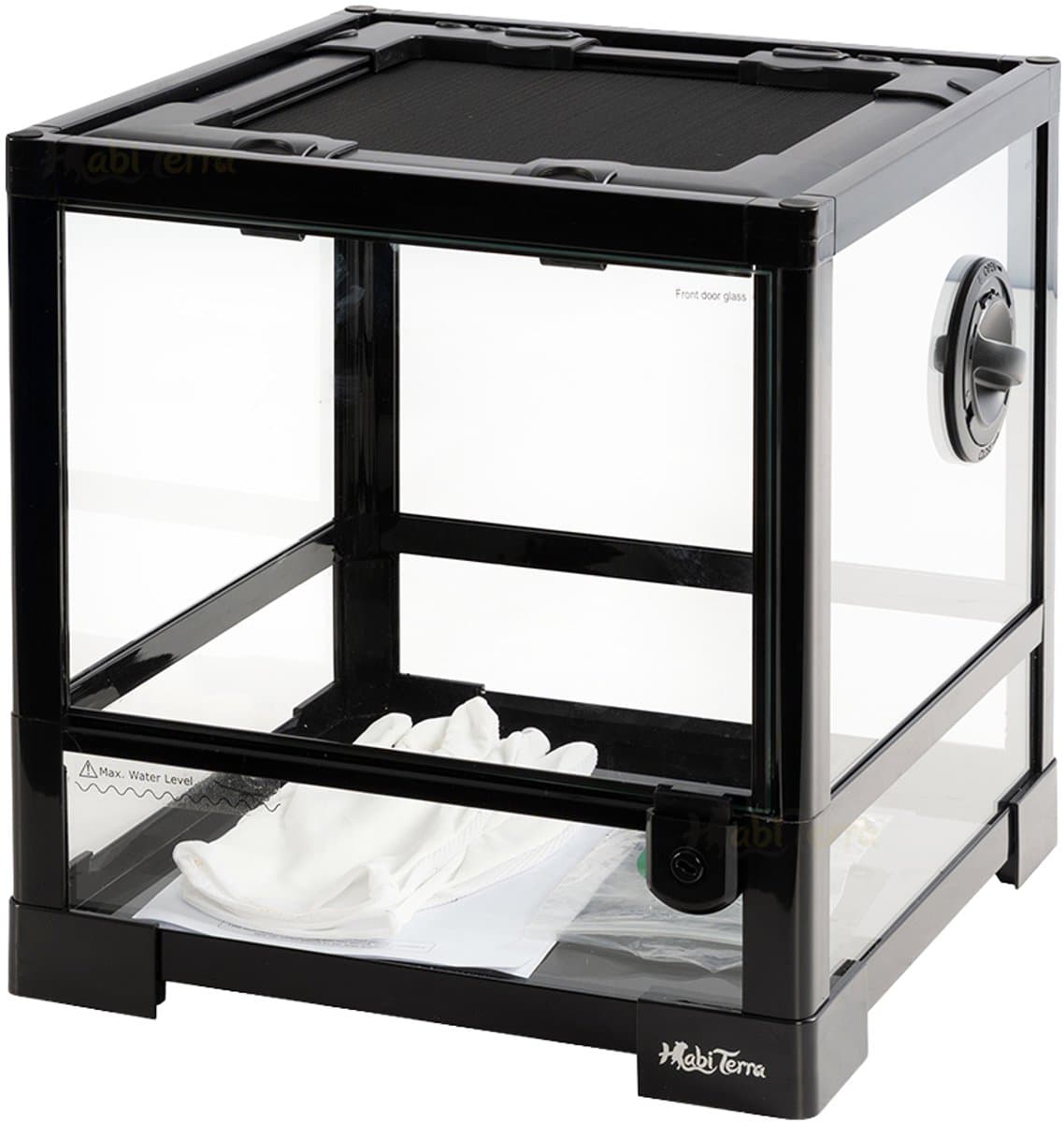 HabiTerra – Vogelspin Terrarium 30x30x32 cm – Glazen Terrarium met Ventilatie en Dubbele Toegang – Geschikt voor Vogelspinnen, Gekko's, Schorpioenen en andere kleine reptielen of insecten