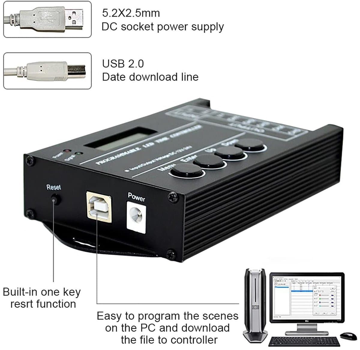 Dailygoods - programmeerbare tijd LED-controller - multifunctionele dimmercontroller - zwart - LED verlichting - eenvoudig instelbaar - gesch...
