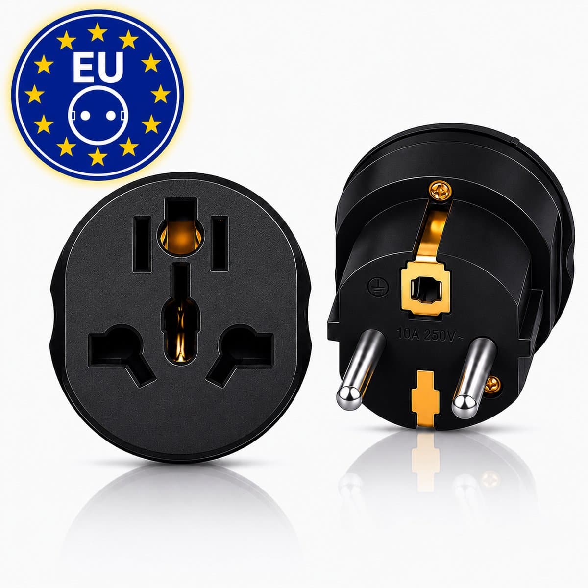 DEGG® - Universele Reisstekker naar EU Adapter - 2 Stuks - 16A - 250V - Zwart