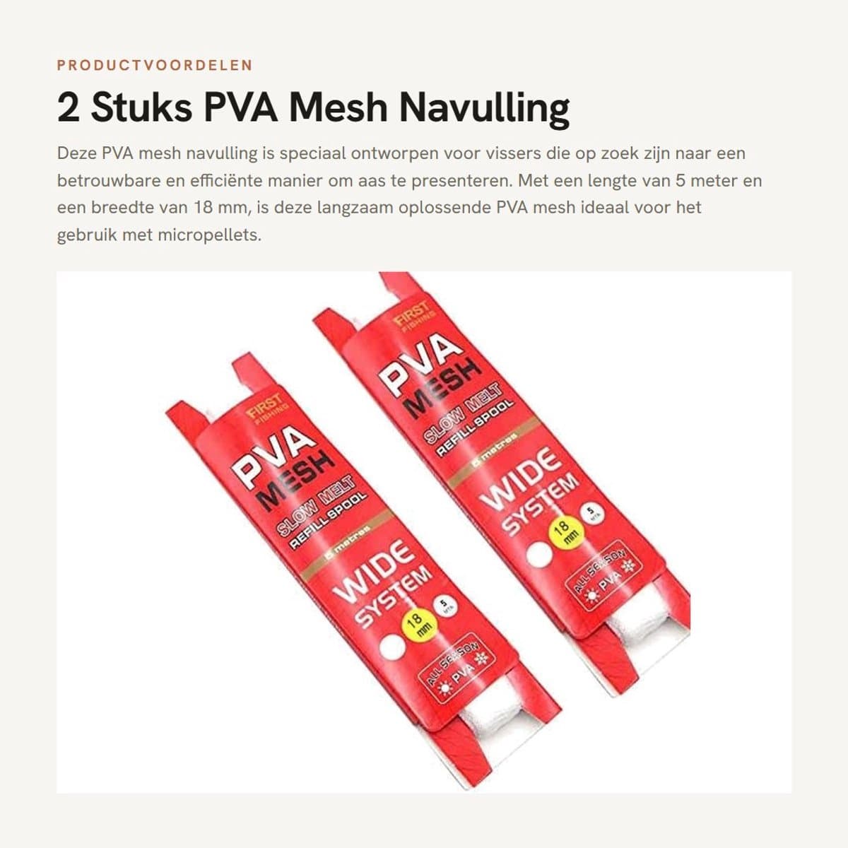 Dailygoods- Oplosbare Mesh 5 Meter - PVA Navulling - Nestapparaat - Speciaal Aas Net - Micro Mesh - Geschikt voor Vissen - Aasnet
