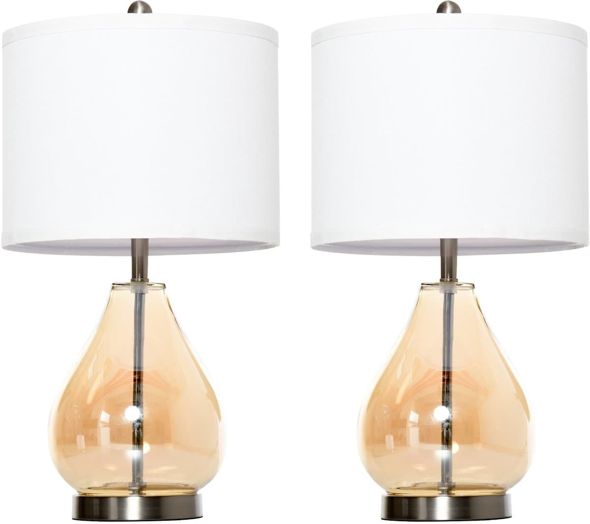 sogiol® Set van 2 Moderne Tafellampen met Linnen Kap - Druppelvormig Glas - E27 Bedlampje voor Slaapkamer & Woonkamer - Wit