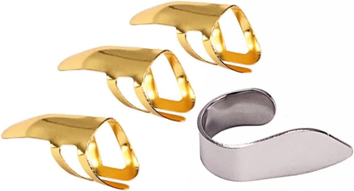 Vingerplectrums Gitaar - Plectrums Bas - Muziek Maken - Lichtgewicht Ontwerp - 4 Stuks - Gouden