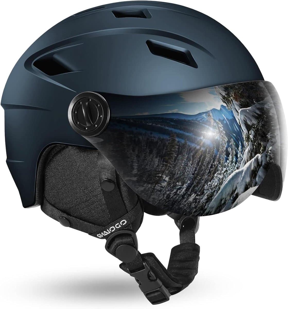 Skihelm met Vizier - Wintersporthelm - Bescherming Sneeuwsport - Verwijderbaar Vizier - 54-56cm - Blauw