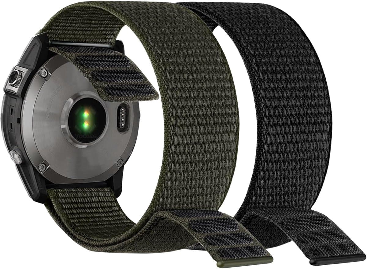 Thijox - Klittenband Nylon Horlogeband voor Garmin Fenix 7 / EPIX 2 / Fenix 6 / Fenix 5 / epix Pro 47 mm - 22 mm Sneldrogend, Ultralicht Sportpolsband