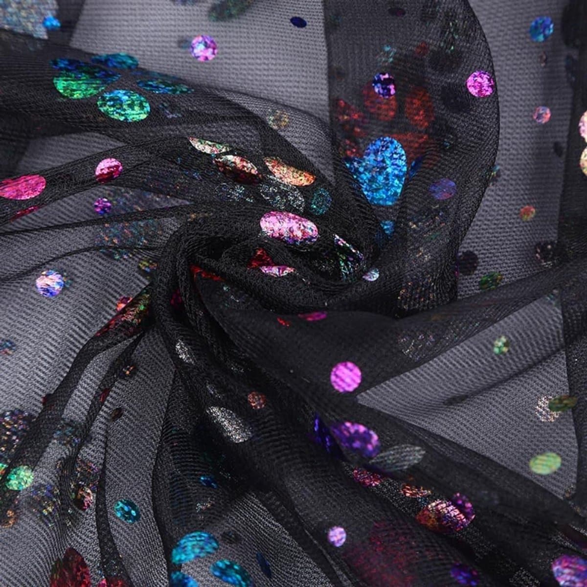 Zwart Mesh Stof voor Naaien - Tulle Stof voor Bloemen, DIY Creaties en Halloween Decoratie - 1 Yard