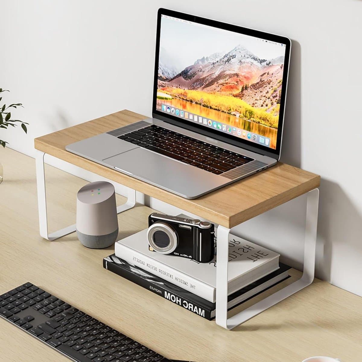 Monitor Verhoger - Bureau Stand - Bureau Opruimen - Met Opbergruimte - 60cm breed - Wit