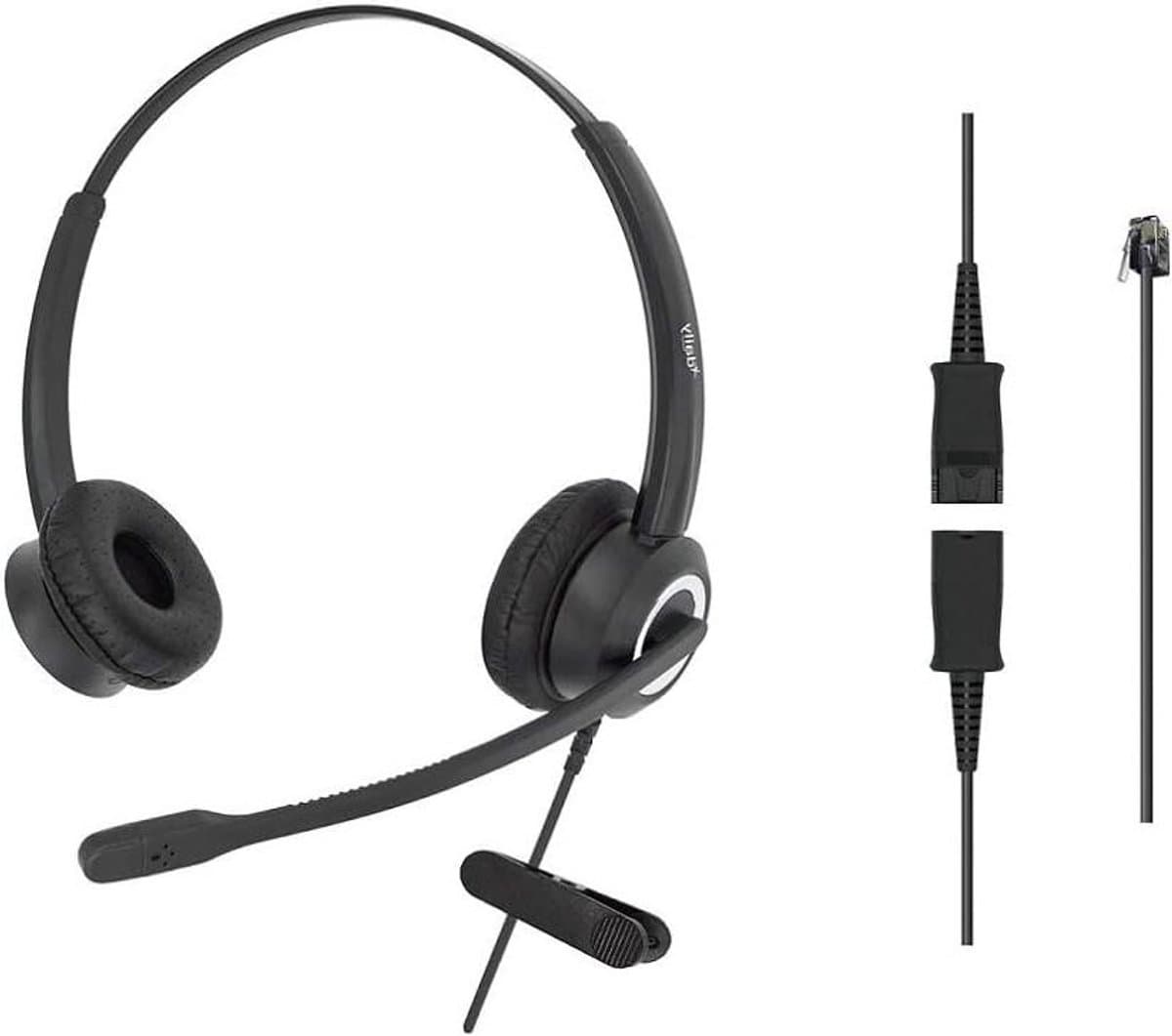 Kantoor Telefoon Headset - VoIP Headset Contactcenter Headset - Kristalheldere Gesprekken - 330 Graden Roterende Microfoon - 130 Gram - Zwart