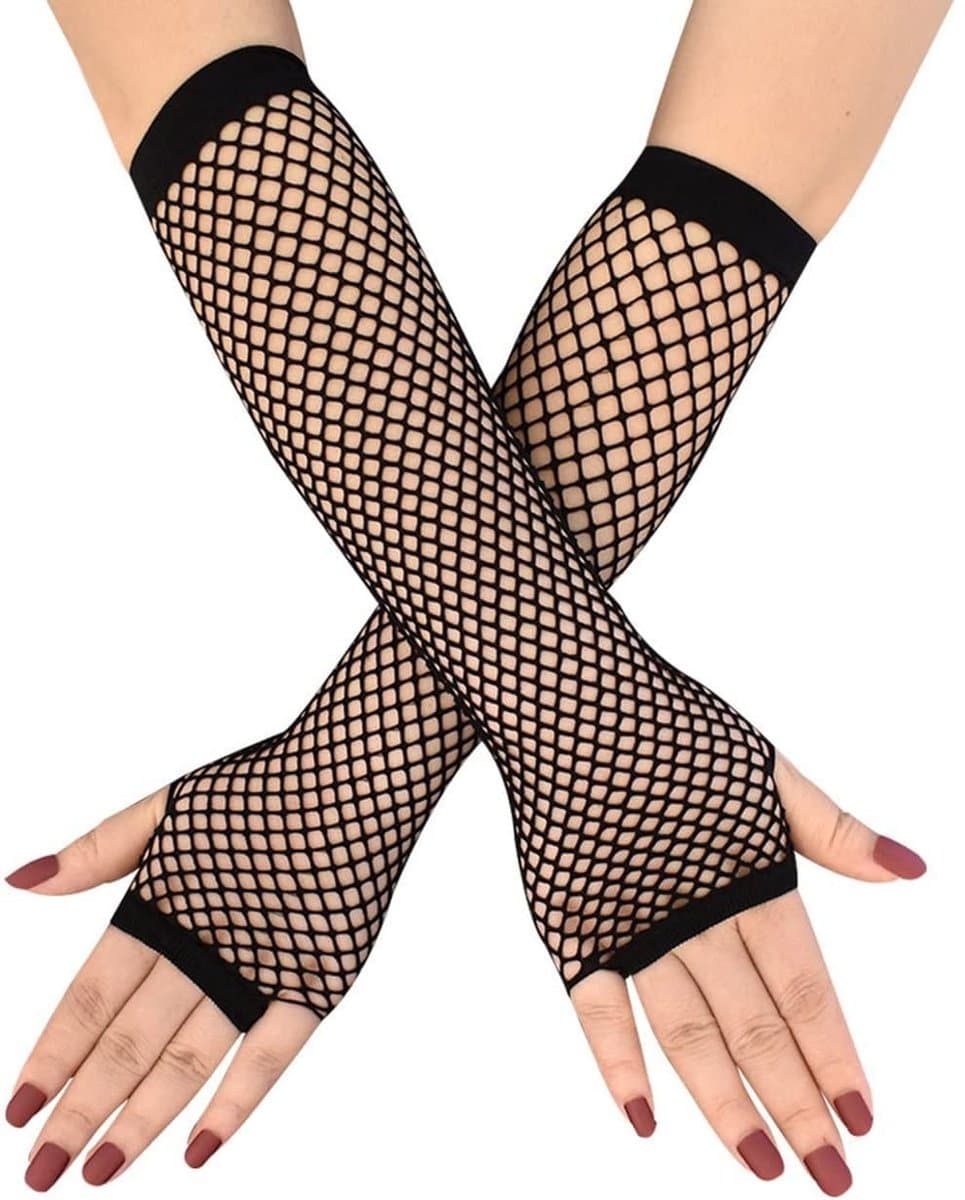 Dailygoods- Nethandschoenen lange uitvoering - Vingerloze Handschoenen Dames - Vingerloze Handschoenen Heren - Vingerloze Handschoenen Kind - Perfect voor jaren 80 themafeest