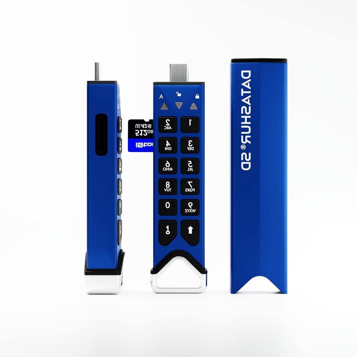 Versleutelde USB-stick - SD kaartlezer - Veilige dataopslag - PIN beveiliging - 32 GB - Blauw