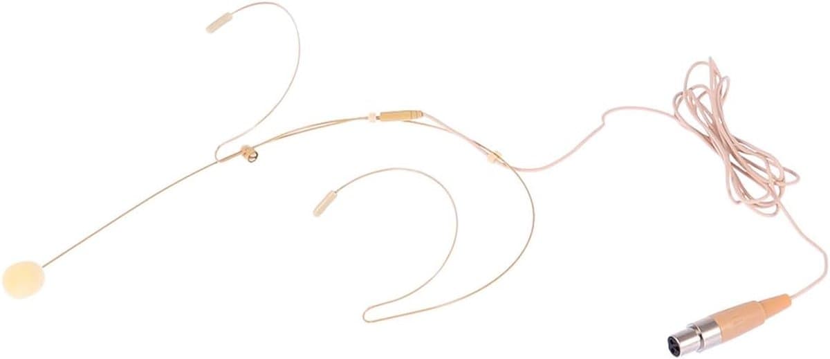 Hoofdband Microfoon - Headset Microfoon Condensator - Podium Optredens - Verstelbare Microfoonarm - 13 x 13 x 7 cm - Beige