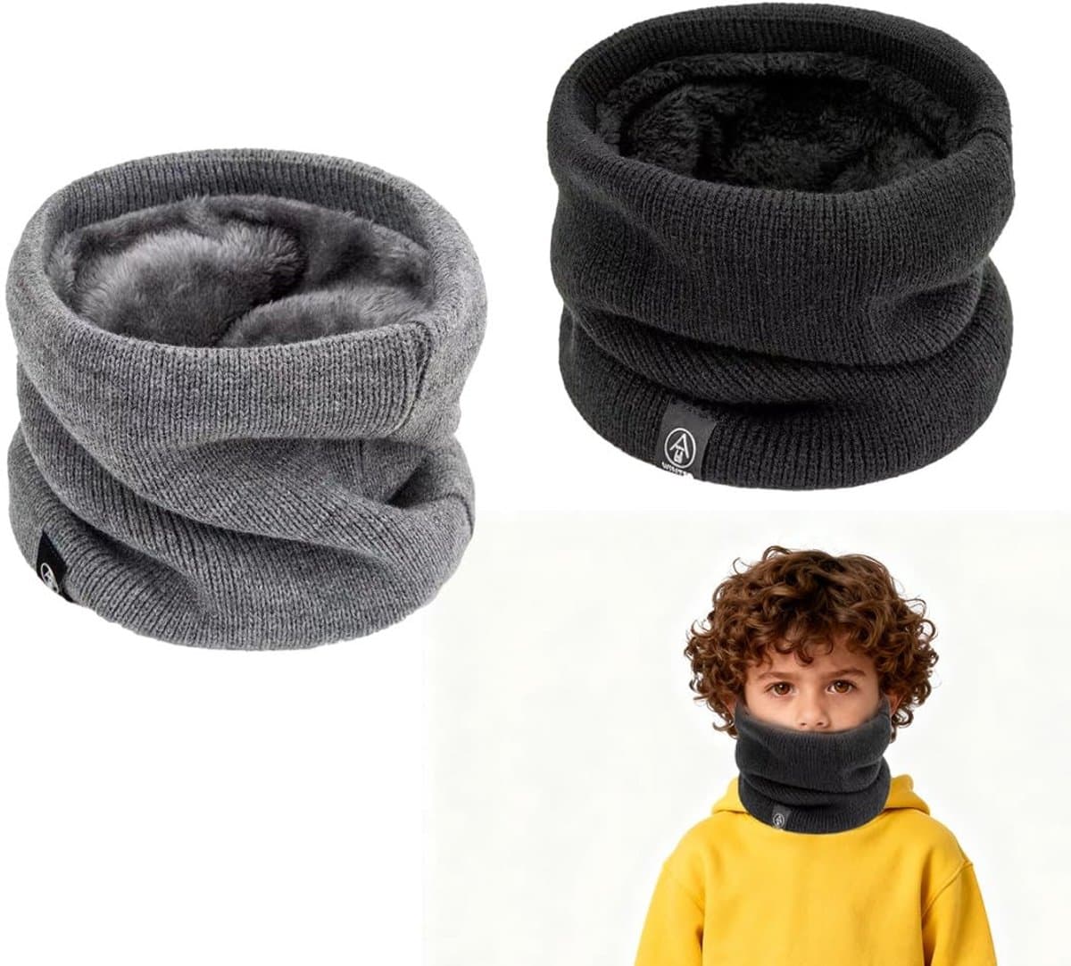 Dailygoods - 2 stuks kinderslippers voor de winter, zacht materiaal, dubbellaags, winddicht, elastisch en ademend, voor school, skaten, wandelen, eenheidsmaat voor jongens en meisjes
