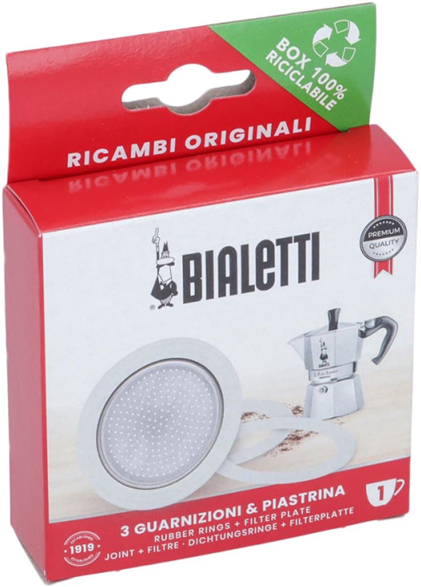 Bialetti Moka Aluminium Filterplaatje + 3 Rubber Ringen - 1 kops
