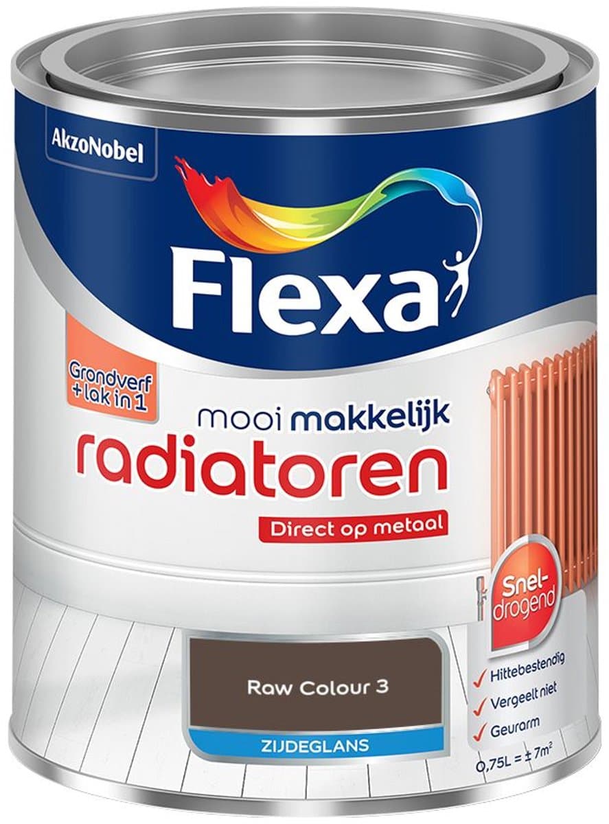 Flexa - Mooi Makkelijk Radiatoren Zijdeglans - Raw Colour 3 - Mengverf - 0.75 L