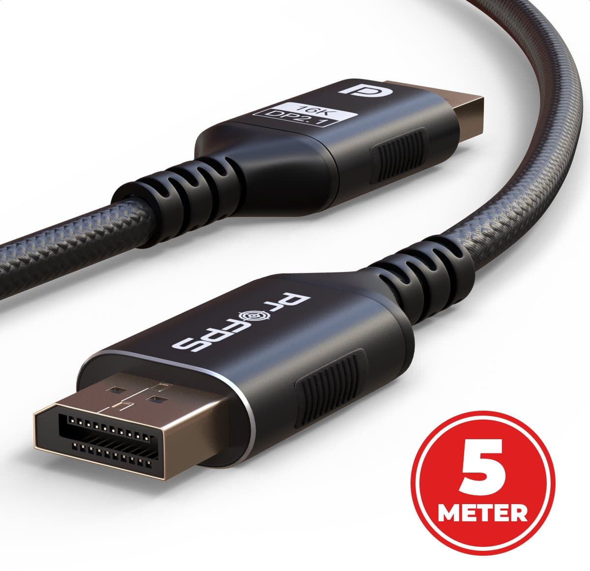 ProFPS DisplayPort 2.1 Kabel 5M – 80Gbps – 8K/16K – 144Hz – Nylon