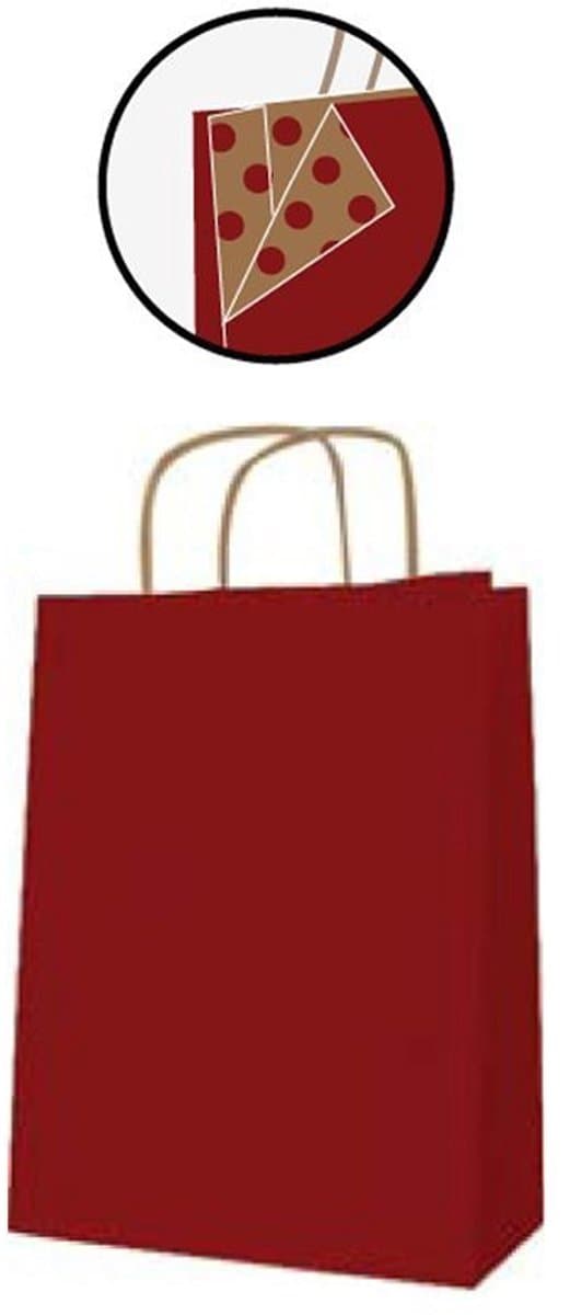 agipa Geschenktüte (B)180 mm x (H)210 mm, rot Papier-Tragetasche, aus Kraftpapier, mit Tragekordel, außen - 1 Stück (102068)