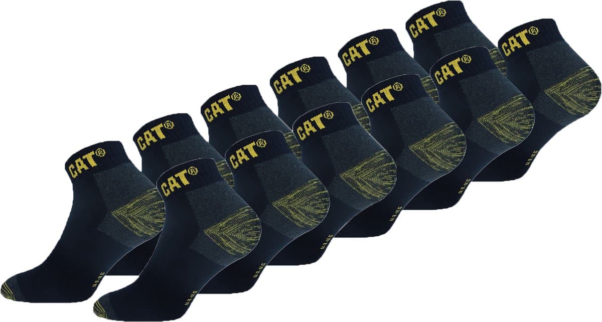 Caterpillar 12 Paar Premium Sneaker Korte Werksokken - Dubbele Versterkt - Katoen Blauw 39-42
