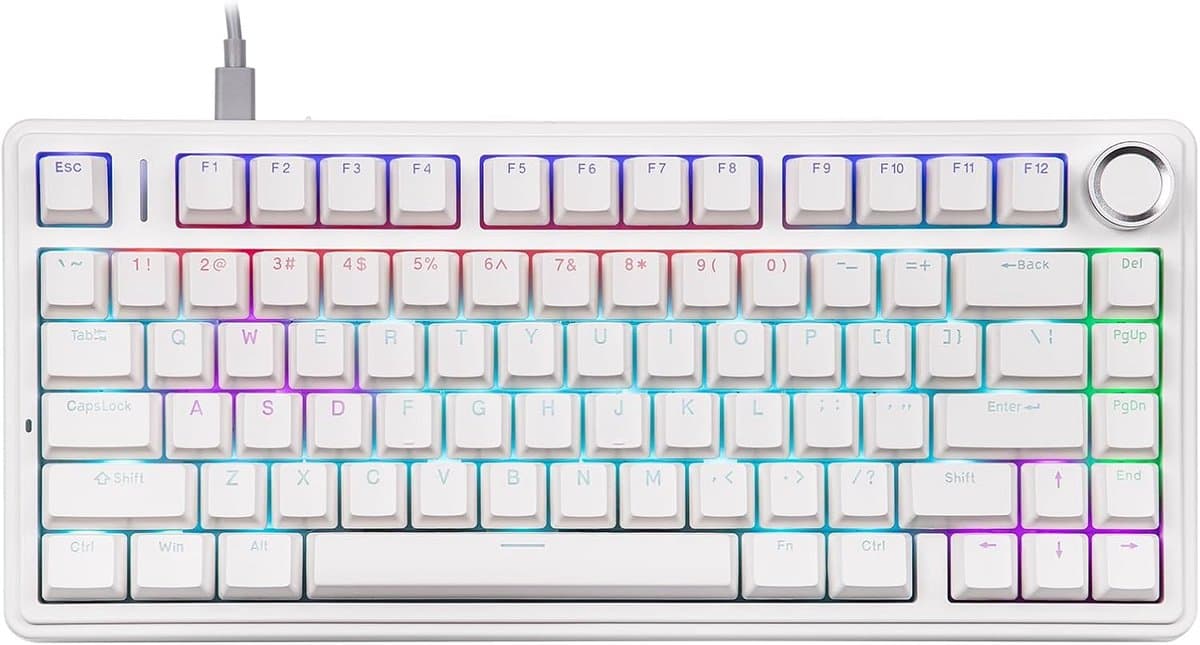 EPOMAKER x AULA F75 - Wit - Mechanisch Toetsenbord - Wired - RGB - 75% - QWERTY - Gaming Keyboard - Red Switch