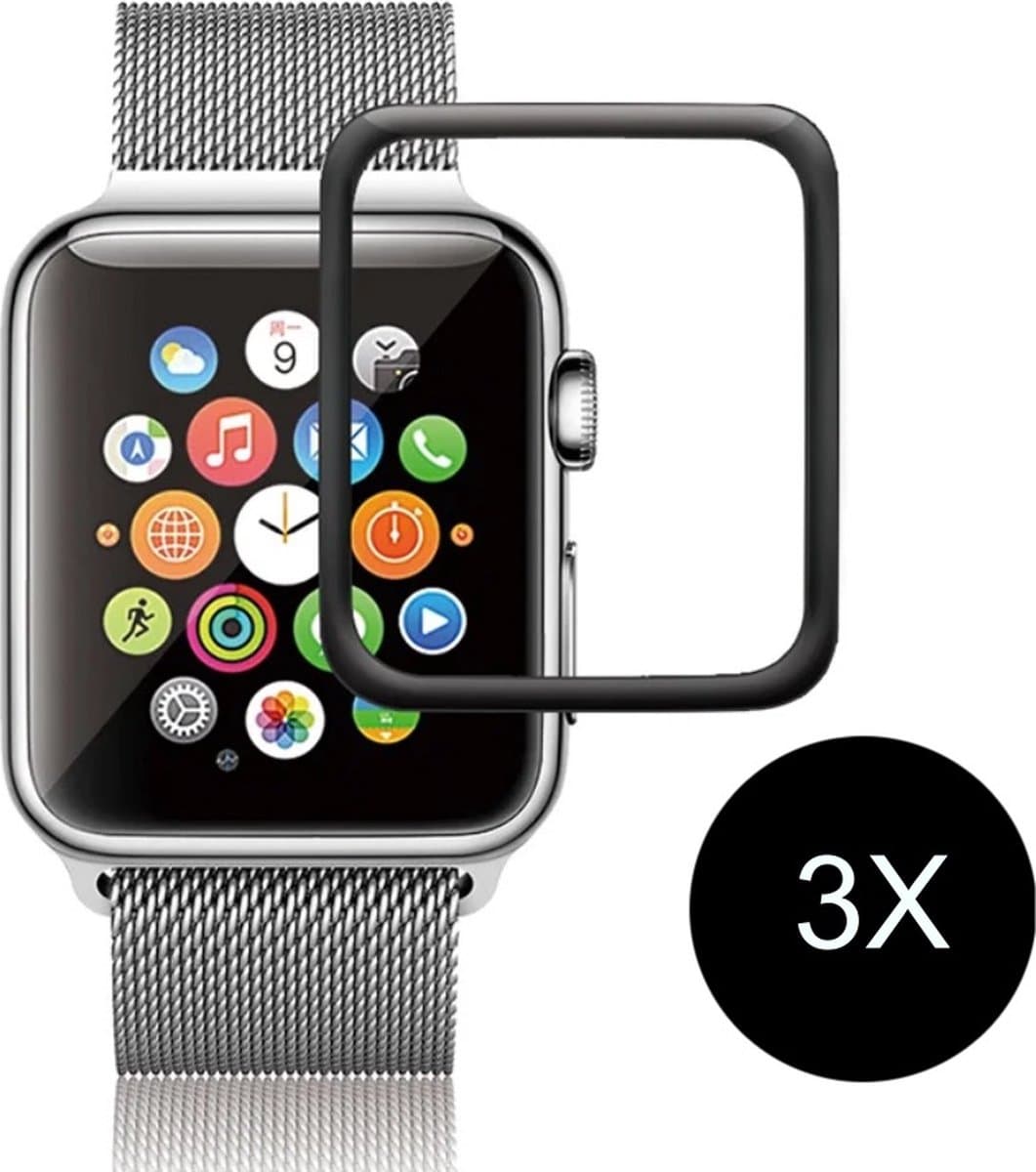 WAEYZ - 3 Stuks Screenprotector geschikt voor Apple Watch 7/8/9 45 mm Full Cover Film Screen protector - Volledige Scherm Bescherming Beschermglas