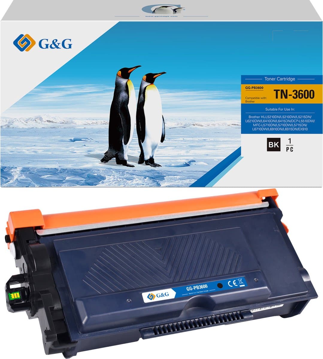G&G TN3600 Huismerk Toner Geschikt voor Brother TN-3600 Zwart Hoge Capaciteit
