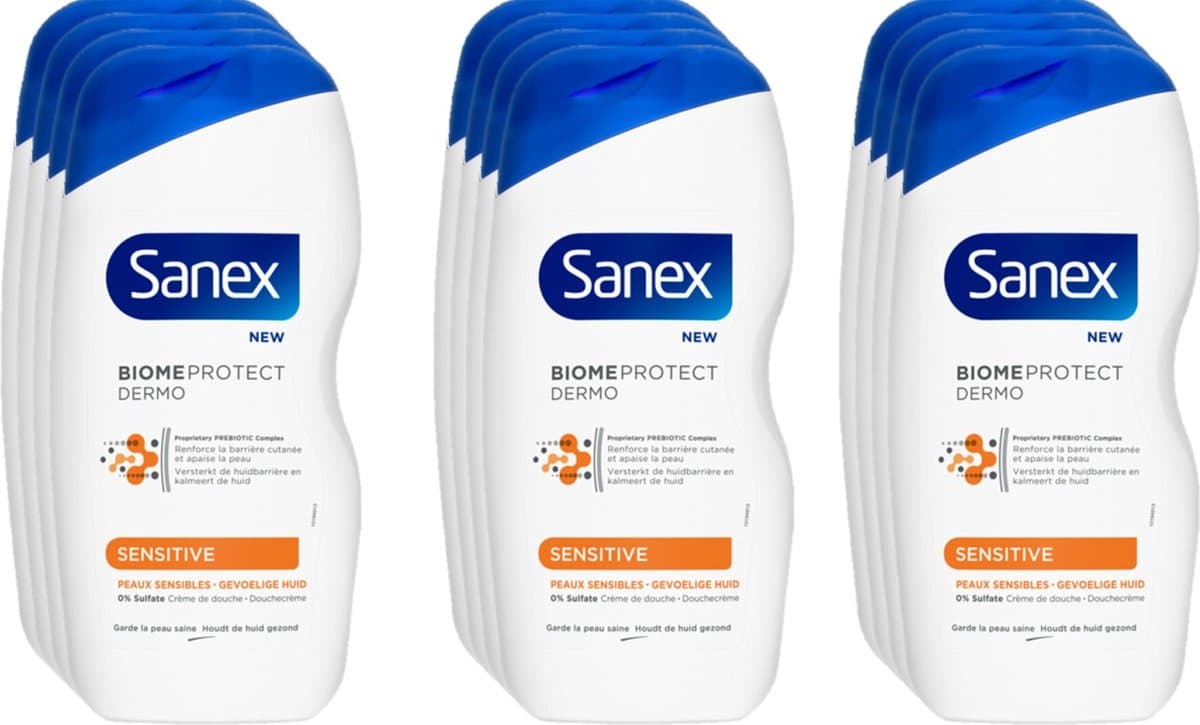 Sanex Douchegel Dermo Sensitive 500 ml - Voordeelverpakking 12 stuks
