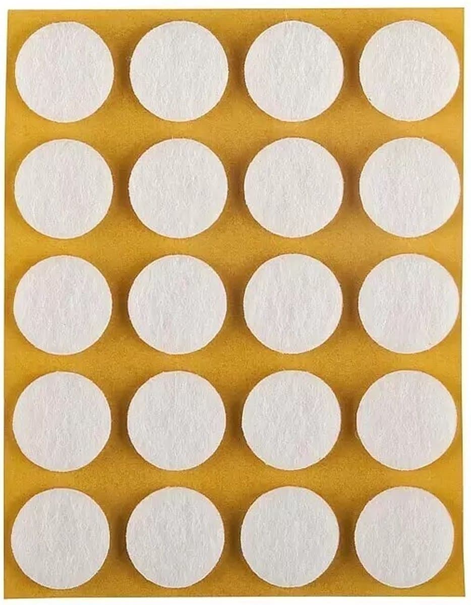 Suki meubelviltjes - Ø 17 mm 60 stuks - Anti kras vloerbescherming - Wit - Zelfklevend