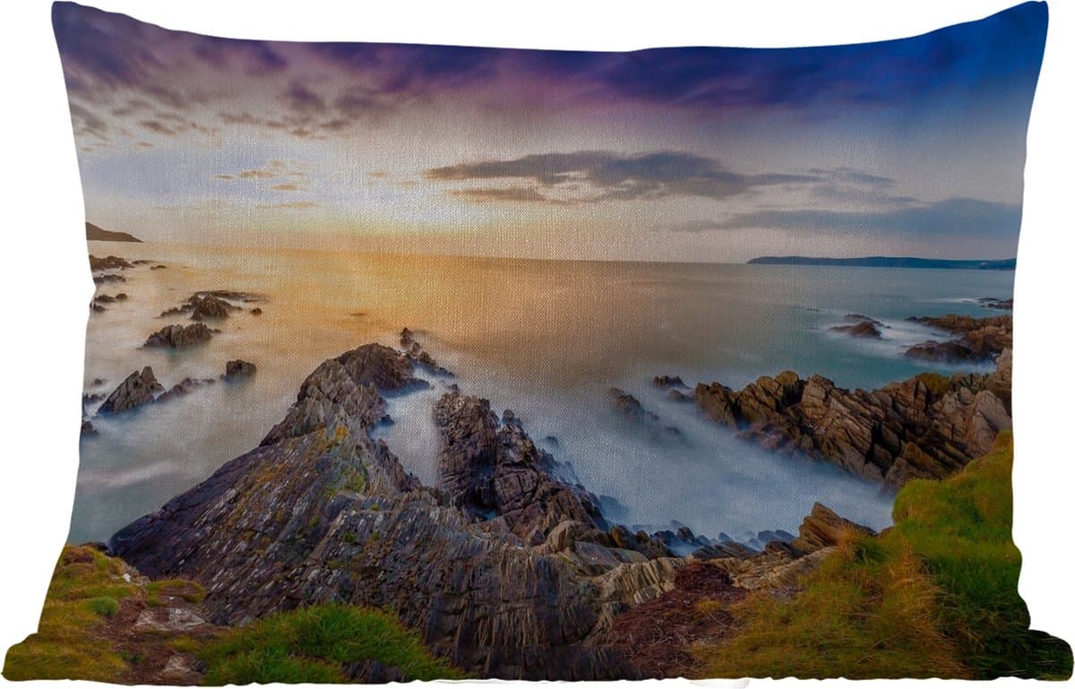 Buitenkussens - Zonsondergang - Horizon - Water - Landschap - Blauw - 60x40 cm - Weerbestendig