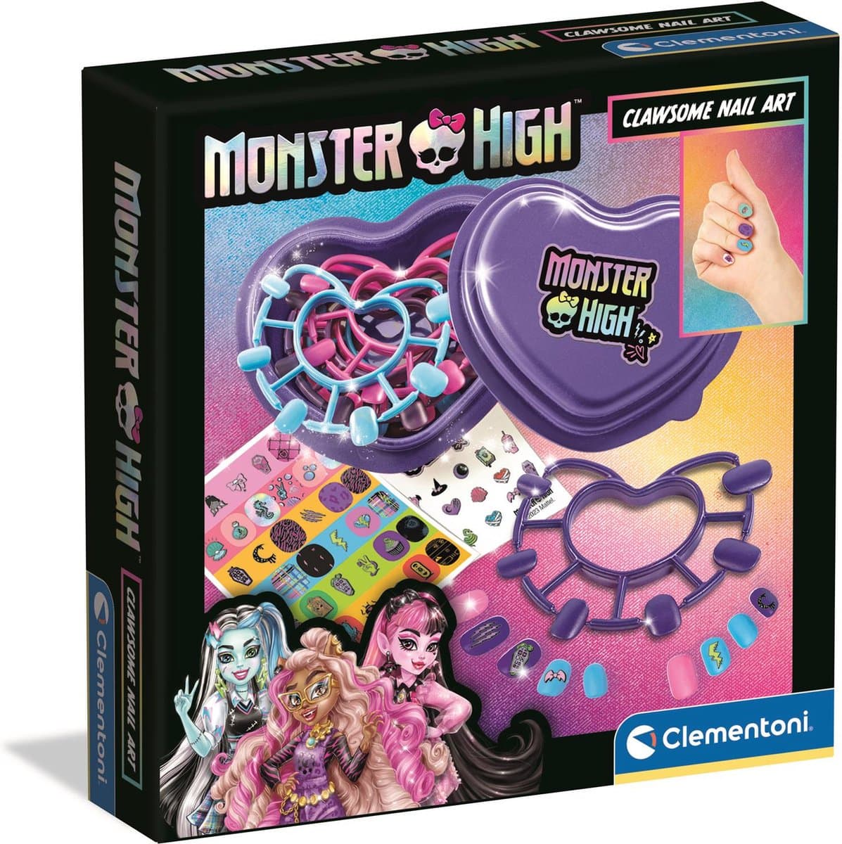 Clementoni Monster High nageltattooset - paars, 2 stuks