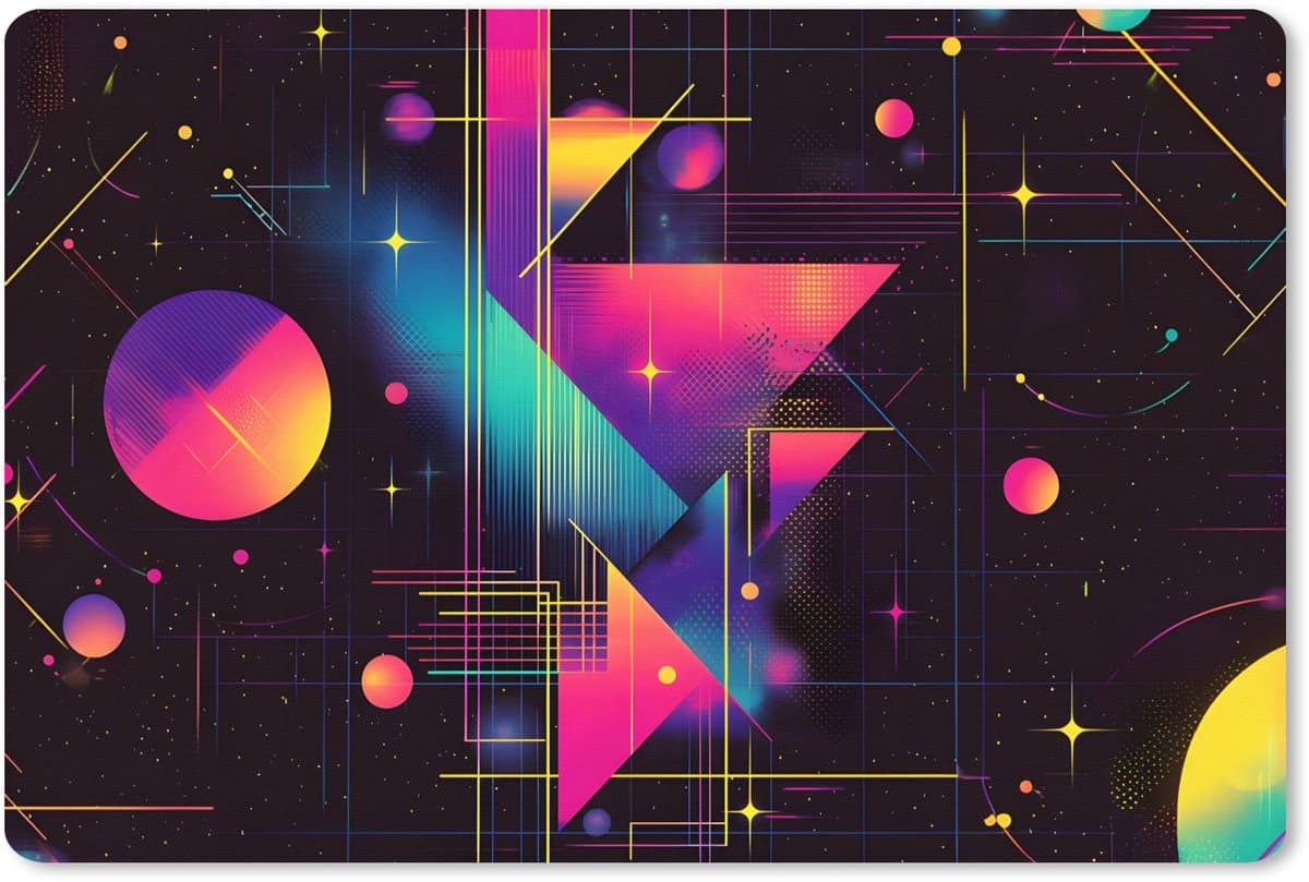 Muismat XXL 120x80 cm - Bureau onderlegger - Bureau mat Driehoeken - Cirkels - Abstract - Sterren - Bureaumat - Gaming mousepad xl - Bureaulegger groot - Computer deskmat