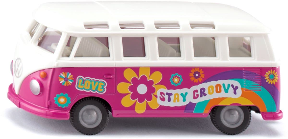 Siku VW T1 Samba bus speelgoedauto - Flowerpower editie, 15,5 cm