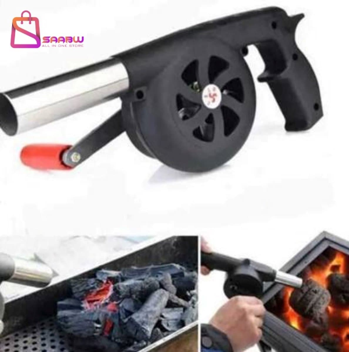 Handmatige BBQ-blazer – Aanmaakventilator voor Barbecue, Open Haard & Kampvuur – Krachtige luchtblazer – ventilatoren – Hittebestendig – Bladblazer - 75945