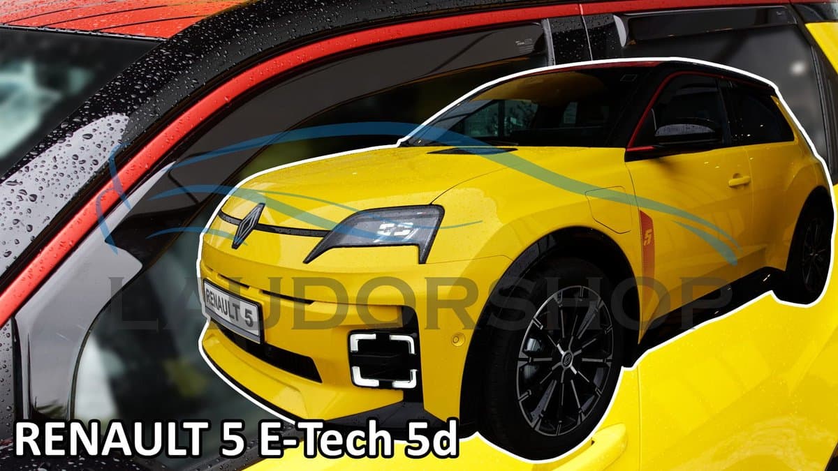 Zijwindschermen donker tbv Renault 5 E-TECH (electrisch) - 5 deurs model vanaf 2024- set a 4 stuks raamspoilers fenders visors V + A Ramen