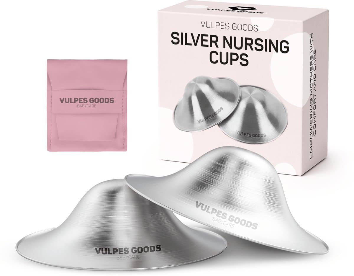 Vulpes Goods® Babycare Zilveren Tepelkapjes – Nursing Cups - 999 Puur Zilver – Hypoallergeen & Herbruikbaar – Tepelbeschermers voor Borstvoeding – Maat L – Incl. Opbergetui