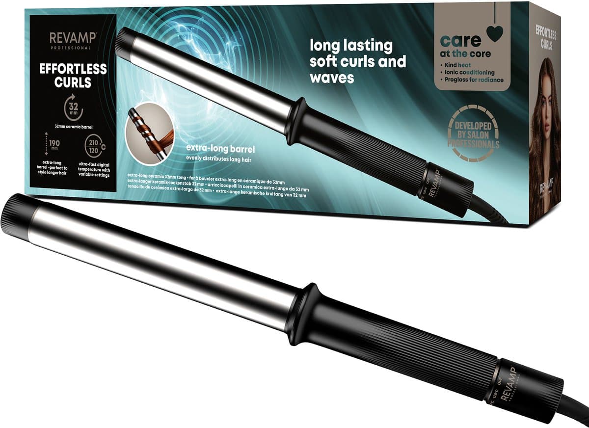 Revamp Extra Lange Krultang 32MM – Krullen – 2 Opzetstukken - 120 tot 210 Graden - Inclusief Hittebestendige Handschoen - TO 1250