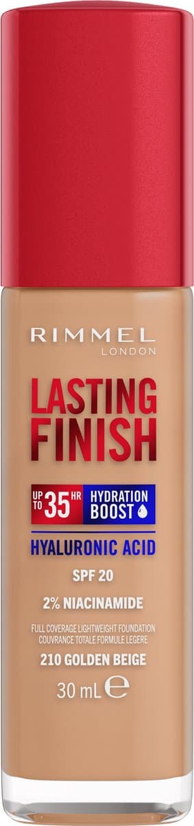 Rimmel lasting finish 35u: hydraterend, verbergt, SPF20, 210 gouden beige, 30 ml