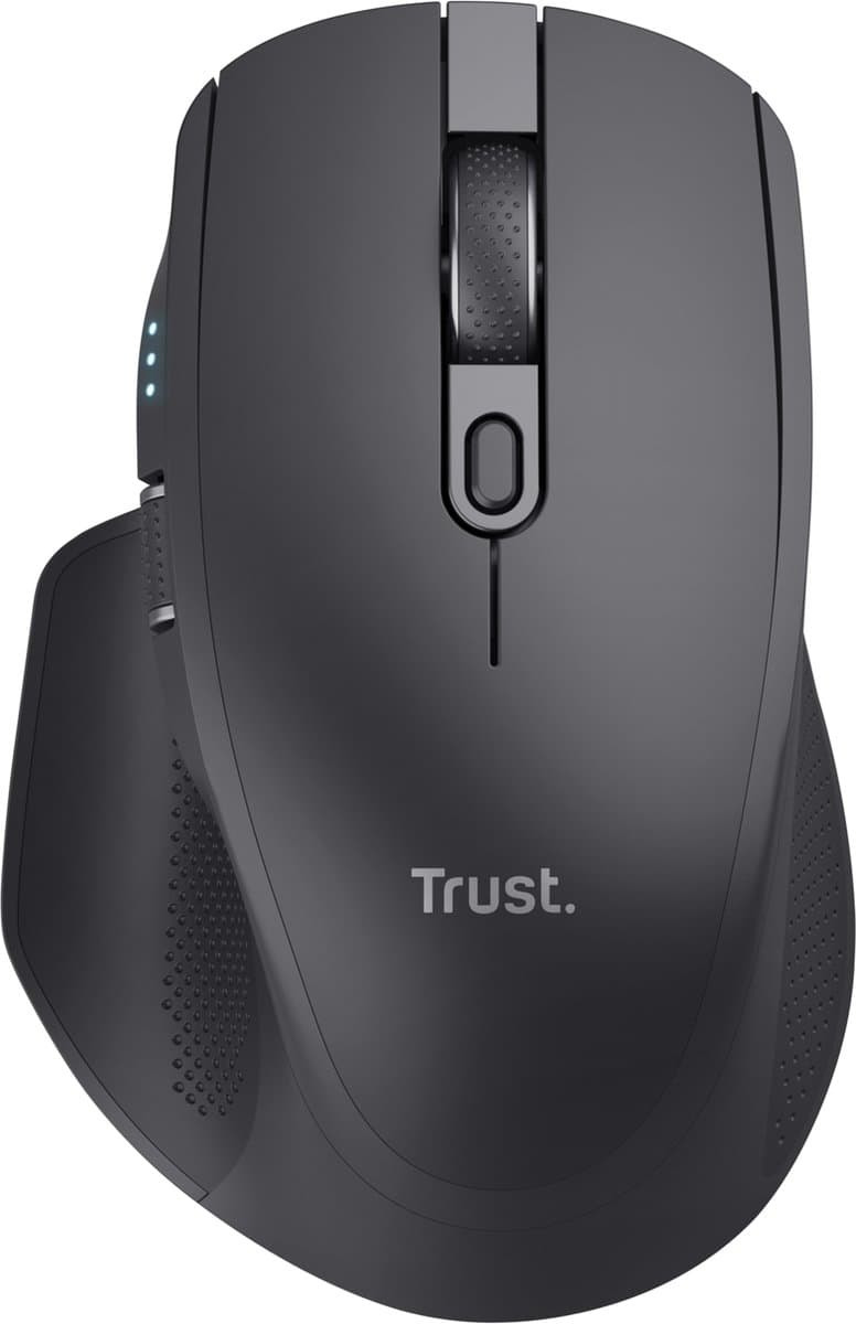 Trust Ozaa+ - Ergonomische Draadloze muis - Oplaadbaar - Multiconnect USB & Bluetooth - Zwart