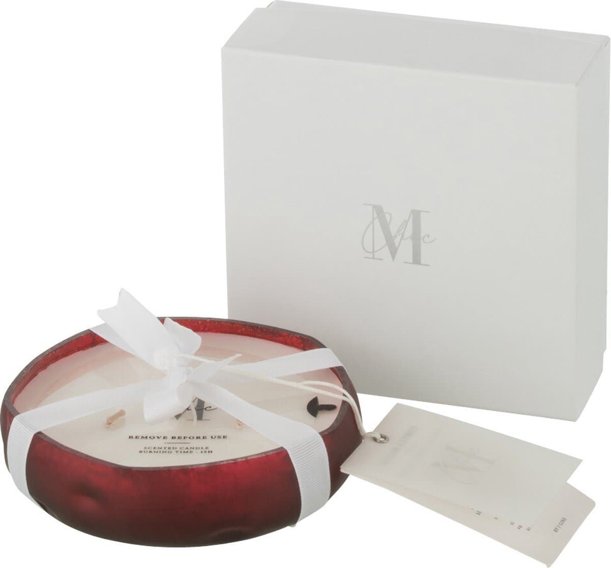 J-Line geurkaars M-Chic - Oud & Amber - glas - rood - small - 15U