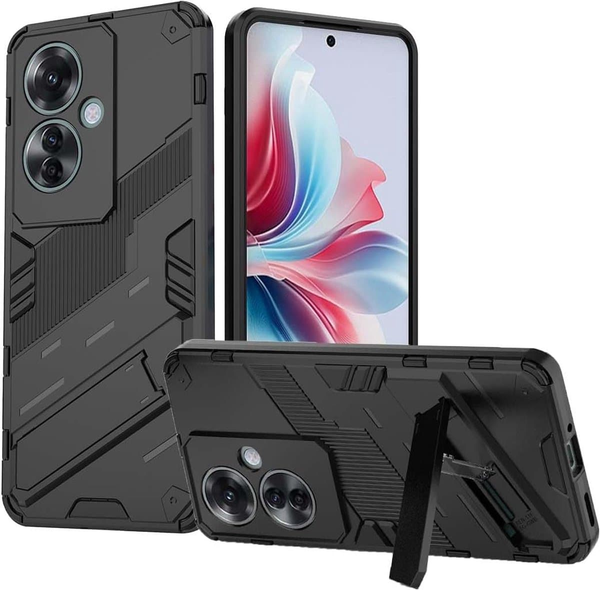 Geschikt voor Oppo Reno 11 F 5G - Militaire kwaliteit - TPU siliconen - Back Cover Hoesje - Zwart