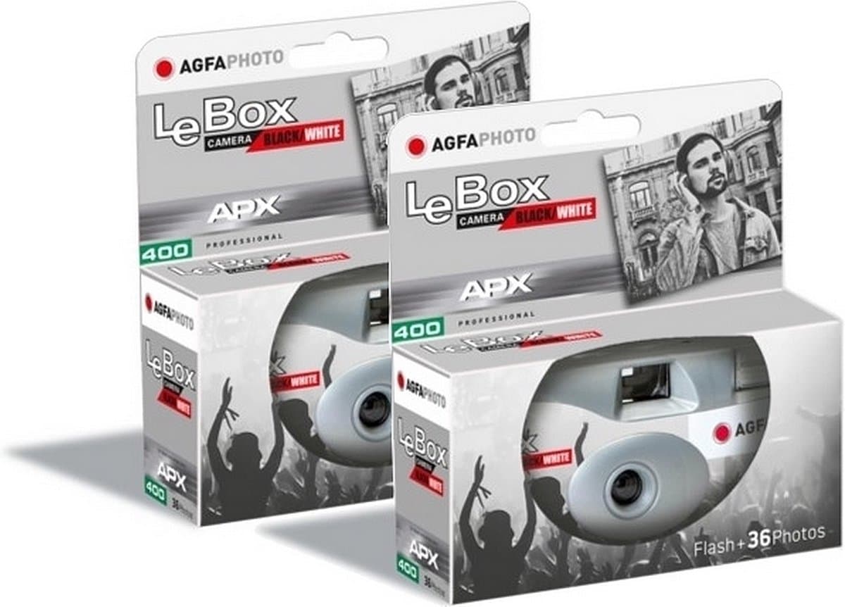 AGFA PHOTO PACK 2 x 601026 - Appareil Photo Jetable LeBox Black&White, 27 Photos, Objectif Optique 31 mm - Gris