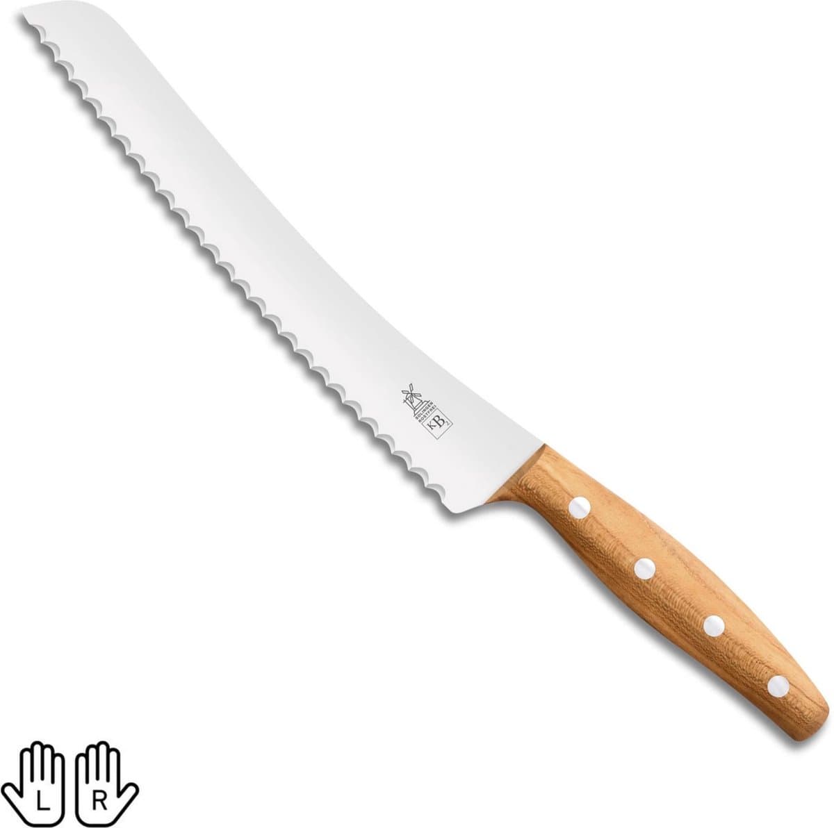 Robert Herder KB2 Broodmes – RVS – Gekarteld – Lemmet 22,5 cm – Heft Abrikooshout